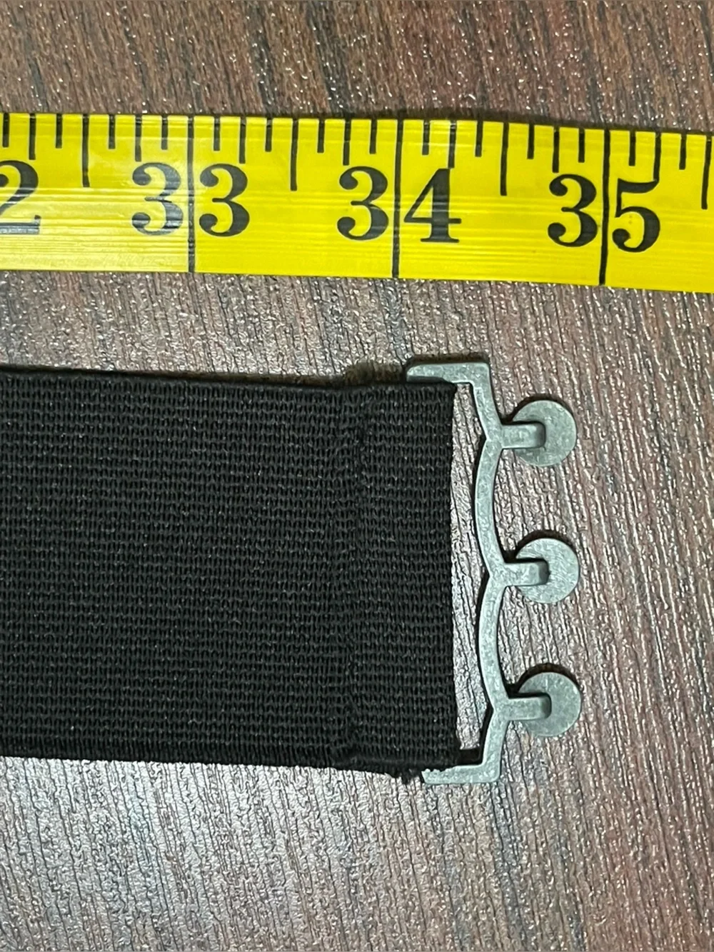 Vintage elastic silver clip waist belt band, black with pewter metal 90’s goth